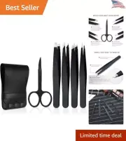 Professional Tweezers Set - Curved Scissors - Eyebrows, Splinter & Hair Removal