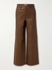 [FRAME] FRAME - Le Slim Palazzo Leather High-rise Wide-leg Pants - Light brown - 29 29 Brown