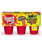 ⚫️ New Snack Pack Sour Patch Kids Red Berry Jello Pudding Cream Cups 3.25oz