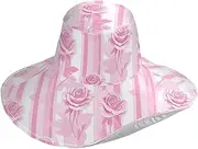 [Yoogain] Strips Rose Pink Foldable Visor Hats for Women for Outdoor Decorative Sun Visor Hats Wide Brim for Ladies Beach Sunproof Sombrero de Mujer para el sol, Strips Rose Pink, One Size