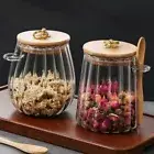 Clear Food Container with Spoon Glass Airtight Canister Candy Jars Sugar Spice