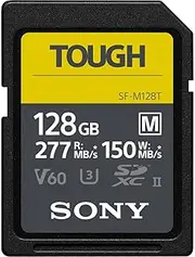 Sony Tough-M Series SDXC UHS-II Card 128GB, V60, CL10, U3, Max R277MB/S, W150MB/S (SF-M128T/T1)
