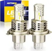 AUTOONE 9003 Bulb 6000K White with Cooling Fan, H4/HB2 Halogen Replacement, IP67, Pack of 2
