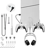 JDDWIN Wall Mount Kit Compatible with PlayStation 5 Slim Console,Lightweight Metal Wall Mount Kit for PS5 Slim Edition,Sturdy Controller Headset Accessories Wall Mount Stand Holder