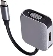 2 in 1 USB-C to HDMI-Compatible VGA Extensor, USB C to HDMI/VGA Adapter for Laptop Phone
