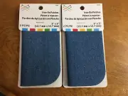 5" x 5" DENIM BLUE IRON ON PATCHES - 2 PACKAGES (4PCS TOTAL)