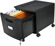 Storex Plastic 1-Drawer Mobile File Cabinet, Letter/Legal, Black