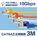 【POLYWELL】CAT6A 高速乙太網路線 S/FTP 10GBPS 3M(適合2.5G/5G/10G網卡 網路交換器 NAS伺服器)