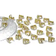 Nevenka 26Pcs Silver Bold Initial Letter Open Ring Adjustable for Party