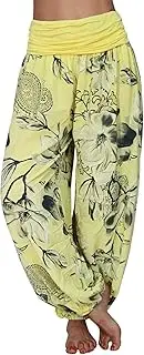 [Generic] Dress Yoga Pants for Women Boho Comfy Women's Boho Pants Pajama Pajama Pants Pants Yoga Hippie Loose Pants Lightweight Yoga Pants for Women for Summertime (Yellow-3, M)