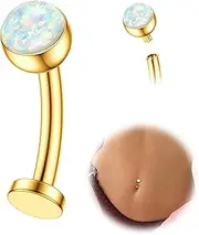 [Fiasaso] Floating Titanium Belly Button Rings Hypoallergenic G23 Titanium Internally Threaded Belly Ring 14G Belly Piercings for Women Navel Piercings Jewelry
