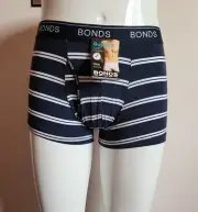 Bonds Mens MX3K 1T8 Stripe Navy Cotton Stretch GuyFront Trunk Brief Size M New