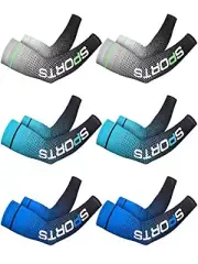 Arm Sleeves For Men Women Compression Warmers Cover Skin Sun Protection, 6 Pairs