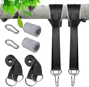 FISHOAKY Tree Swing Hanging Straps Kit 2 Pack, Two 5ft Long Tree Swing Straps, 2 Tree Protectors, 2 Heavy Duty Locking Carabiners, Carry Pouch Bag for Hammocks for Swing, Hammocks & Tire Swings