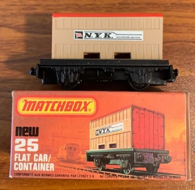 1977 Vintage Matchbox #25 NYK Flat Car/Container Made in England Free Shipping