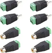 2/4 Pair Speaker Wire Cable to Female & Male RCA Adapter Connector Jack Plug