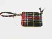 VERA BRADLEY CLIP & ZIP MINI POUCH TARTAN PLAID ZIP CLOSURE NWT RED BLUE TEAL