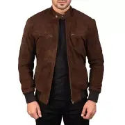 Sven Mocha Suede Bomber Jacket All Size Available