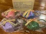 CUTE SET of 4 GARDEN STYLE ENAMEL MINI WATER CAN NAPKIN RINGS - NOS
