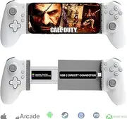 Megadream Type-C Mobile Gaming Controller for Android & iPhone 15 Series (USB-C), Cloud Gaming/Streaming,Plug and Play, PD Fast Charging, Hall Effect Rocker & Trigger,Macro Programming, COD, White
