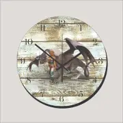 Evil Flying Mad Dragon Art Wall Hanging Wall Clock Time Piece