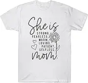 [X.Style] She is Strong Fearless Warm Loving Patient Selfless She is Mom Daisy Mother's Day ds338 T-Shirt Black