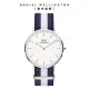 【Daniel Wellington】DW 手錶 Classic Glasgow 40mm藍白織紋錶-銀框(DW00100018)