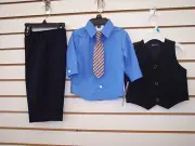 Infant Boys Navy/Light Blue Perry Ellis 4pc Vest Suit Sizes 12Mth. & 18Mth.