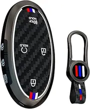 ontto Carbon Texture Key Case Metal and Silicone Key Fob Shell Fit for Hyundai Ioniq 6 Grandeur GN7 Kona Elantra Azera 2023 2024,Sonata Hybrid Santa fe 2024,Tucson Hybrid 2025,Black