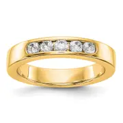 0.40ct. CZ Solid Real 14K Yellow Gold 5-2.7mm Stone Channel Wedding Band Ring