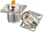 SO239 UHF Female RF Coax Connectors 4 Hole Flange Panel Mount Adapter 2 Pack