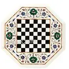 Marble Coffee Table Top Malachite Stone Inlay Work Chess Table for Kids Room
