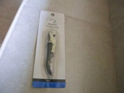 Minstay Waiters corkscrew Foil Knife and Bottle opener. new in pkg. black handle