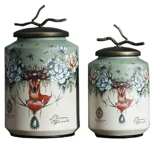 北歐風格陶瓷裝飾儲物罐創意玄關擺件美式復古客廳軟裝家居飾品
