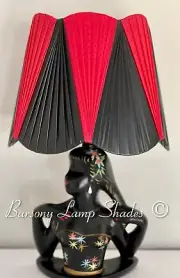 *NEW DESIGN* PLASTIC RIBBON RED & BLACK POLKADOT LAMPSHADE for BARSONY LADY LAMP