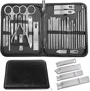 Manicure Set Professional Set Nail Clippers Pedicure Kit-30 Pieces Stainless Steel Manicure Kit, Grooming Kit Nail Care Tools with Luxurious Travel Case Silver