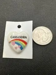 Vintage 1980s 80s Rainbow Heart Name Pin “Cassandra” For Hat Bag Jacket Shirt