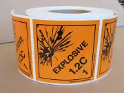 Labelmaster SLEXP12C Explosive 1.2 C Label, Vinyl, Hazmat, 4" x 4" (Pack of 500)