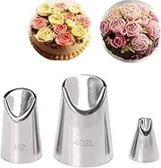 3Pcs Cake Decorating Tube Supplies Kit Icing Piping Tips Set Dahlia Chrysanthemum Form Stainless Steel Piping Nozzles Kits for DIY Fondant Pastry Baking Icing and Piping Tips Decorating Tools