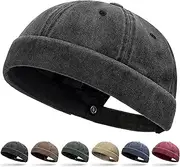 [Initlove] Docker Hat for Men Vintage Brimless Sailor Hat Beanie Cap