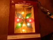 Menard 2011 Stained Glass Look Lighted Star Tree Topper 11.5" In Box 10 Lights