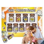 Gemstones and Crystals Bottles, Healing Different Wishing Bottle Crystal Gemstones Bottle, Natural Tumbled Stones Set Chip Home Decor for Meditation & Collection
