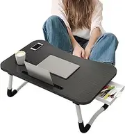 Laptop Bed Desk - Folding Bed Table with Cup Holder and Tablet Slot,Laptop Tray with Storage Drawer for Breakfast, Working, Reading