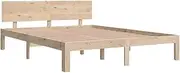 vidaXL Queen Size Bed Frame - Modern Solid Pinewood Frame with Supportive slats - Brown