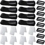 Gekufa Solar Cover Reel Strap kit, Pool Solar Cover Reel Attachment Kit for In-Ground Swimming Pool, Including 8 Straps with Hoop and Loop Tapes, 8 Fastener Plates, 8 Buckles
