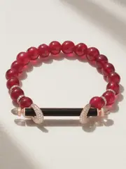 [Ananya] Ananya - Chakra 18-karat Rose Gold Multi-stone Bracelet - Red - 16 16 Red