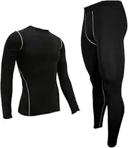 [YUSHOW] Thermal Underwear Mens, Long Johns for Men Thermal Underwear Set Long Sleeve Base Layer Compression Suit Winter Thermals Top & Bottom for Workout Skiing Running