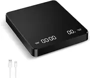 AMIR Digital Coffee Scale with Timer, Drip Espresso Scale 3kg/0.1g High Precision Kitchen Scale, Rechargeable Portable Espresso Scale, 3 Units, Tare, Auto Off, Black