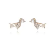 Culturesse 13mm Austrian Cubic Zirconia Dachshund Stud Earrings Sterling Silver