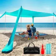 Beach Tent Sun Shelter 10X10 FT Family Shade Canopy with 4 Poles and Carry Bag